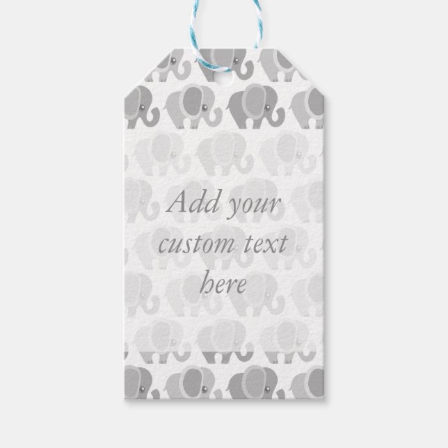 Snygg Grått Elephants Baby Presentetikett (Framsidan)