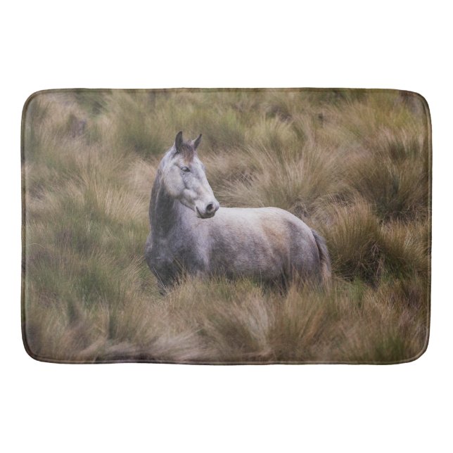 Snygg Grått Färgad Horse Badrumsmatta (Framsidan)