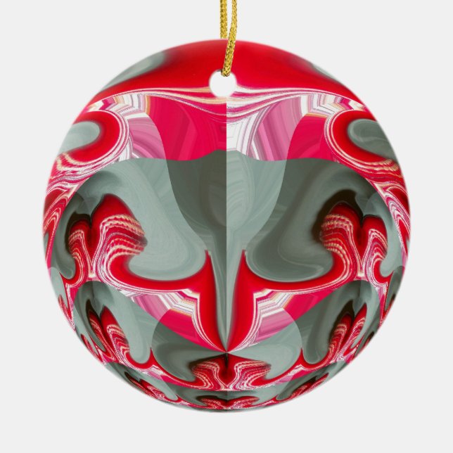 Snygg grått-geometrisk motif ART-design Julgransprydnad Keramik (Framsidan)