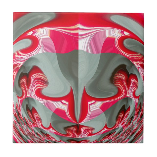 Snygg grått-geometrisk motif ART-design Kakelplatta (Framsidan)