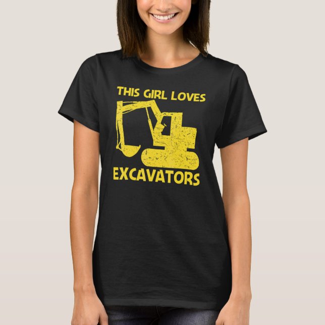 Snygg Grävmaskin För Tjejer Mamma Tung Utrustning  T Shirt (Framsida)