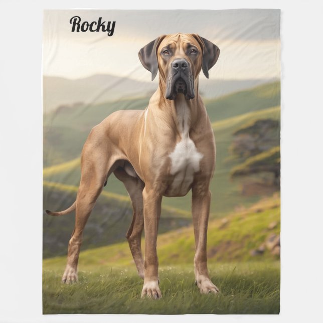 Snygg Great dane Personlig Fleecefilt (Framsidan)