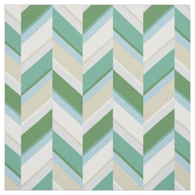 Snygg grön blå beige geometrisk chevron-mönster tyg (Provkarta)