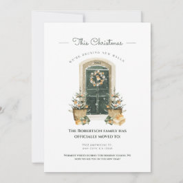 Snygg Grön Dörr Säsongsbetonad Ny Hem Annonsering Julkort