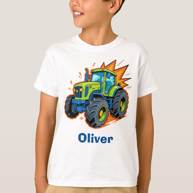 Snygg grön jordbrukstraktor t shirt (Framsida)