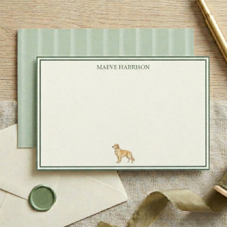 Snygg grön rand Golden Retriever Brevpapper