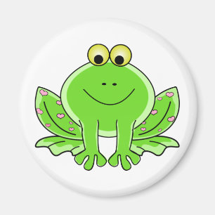 Snygg Grönt Frog med hjärtan Magnet