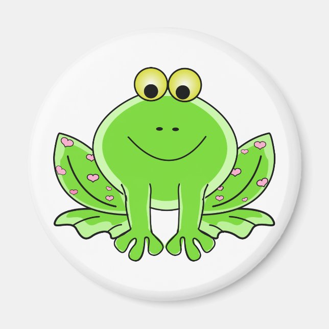 Snygg Grönt Frog med hjärtan Magnet (Framsidan)
