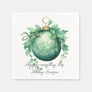 Snygg Grönt jul Boll Snowfall Pappersservett