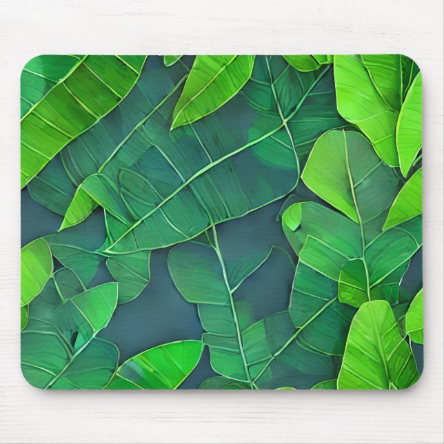 Snygg Grönt Löv Mönster Musmatta (Framsidan)