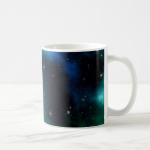 Snygg Grönt Nebula fylld med stjärnor Kaffemugg