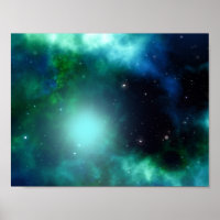 Snygg Grönt Nebula fylld med stjärnor