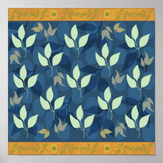 Snygg Grönt och blå läder Mönster Poster
