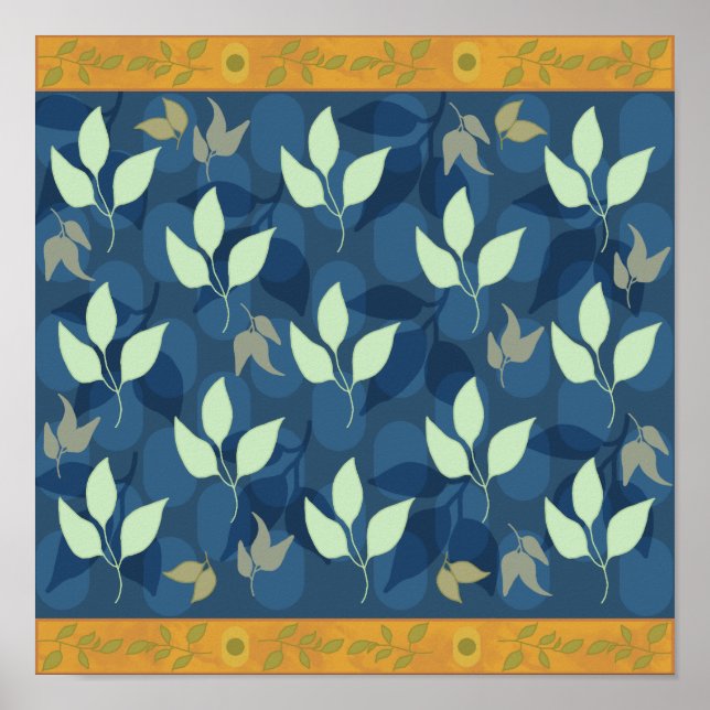 Snygg Grönt och blå läder Mönster Poster (Framsidan)