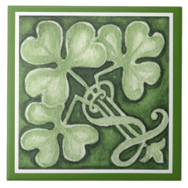 Snygg Grönt Shamrock Irish Celtic Klöver Kakelplatta