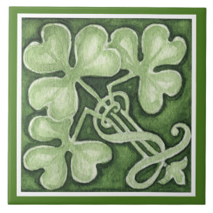Snygg Grönt Shamrock Irish Celtic Klöver Kakelplatta