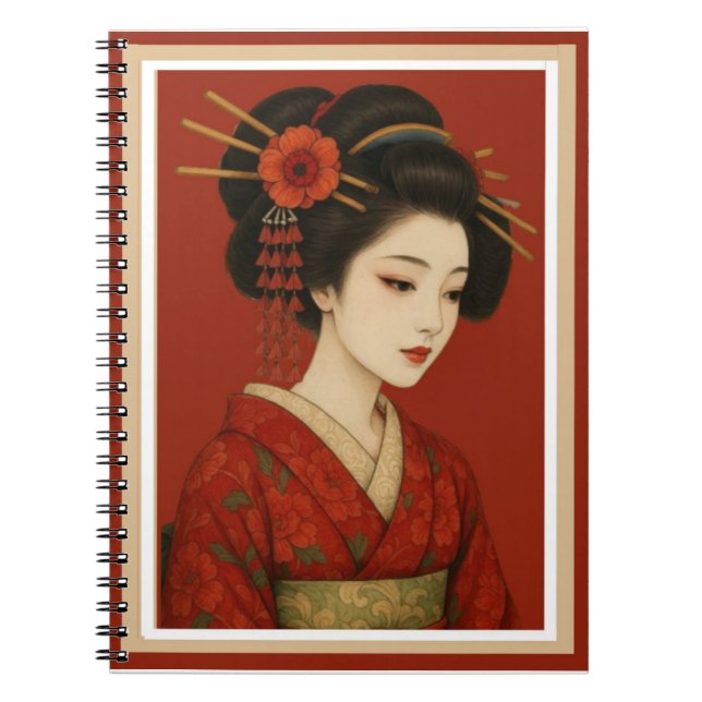 Snygg, guidad japansk Geisha Girl-bärbar dator Anteckningsbok (Framsidan)
