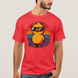 Snygg gul anka i solglasögon 70 80 90-tal kille t shirt