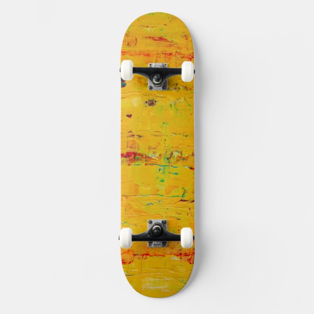 Snygg gul estetisk konst mini skateboard bräda 18,5 cm (Framsida)