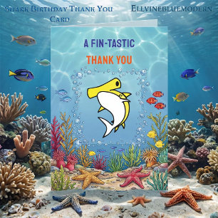 Snygg Gul Hammarhaj Pojke Födelsedag  Tack Kort