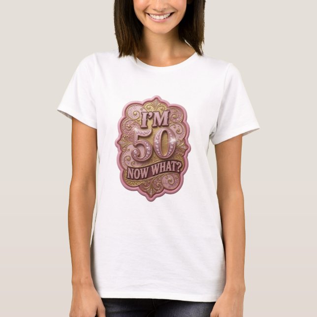 Snygg gul I'M 50 NU DÅ Statement T-shirt (Framsida)