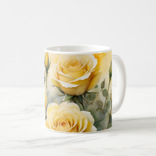Snygg Gul ros Kaffemugg