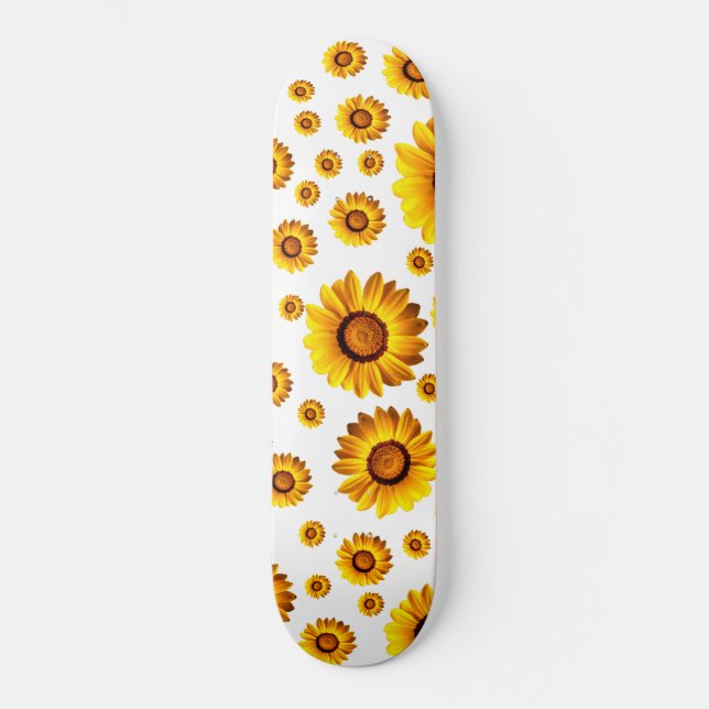 Snygg gula blommor mini skateboard bräda 18,5 cm (Framsida)