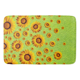 Snygg gula blommor på abstraktens grönt badrumsmatta