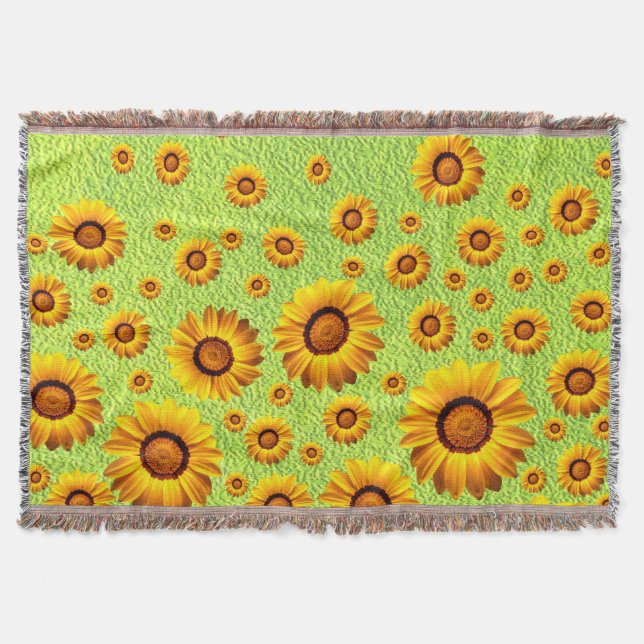 Snygg gula blommor på abstraktens grönt filt (Framsidan)