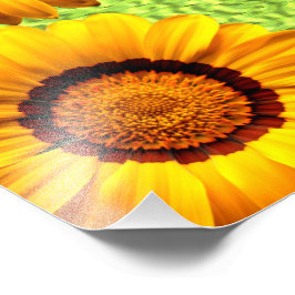Snygg gula blommor på abstraktens grönt fototryck