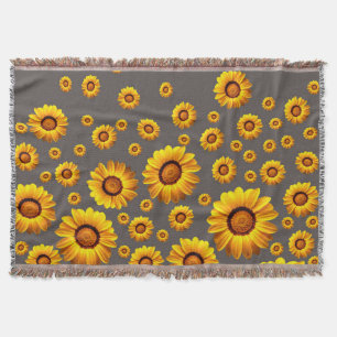 Snygg gula blommor på grått-bakgrund filt