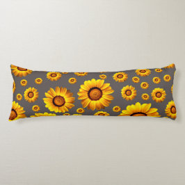 Snygg gula blommor på grått-bakgrund kroppskudde