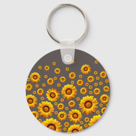 Snygg gula blommor på grått-bakgrund nyckelring