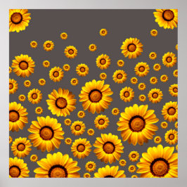 Snygg gula blommor på grått-bakgrund poster