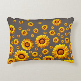 Snygg gula blommor på grått-bakgrund prydnadskudde