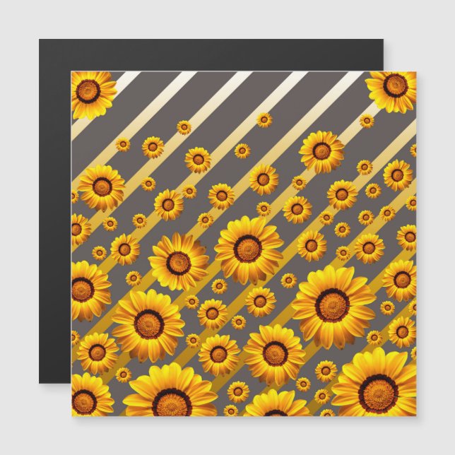 Snygg gula blommor på grått, guld rand (Fram/baksida)