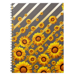 Snygg gula blommor på grått, guld rand anteckningsbok
