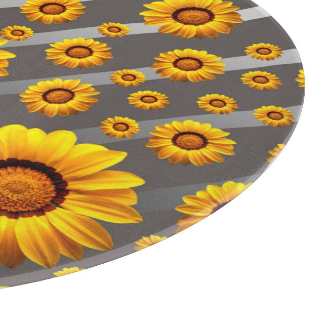 Snygg gula blommor på grått, silver rand (Hörn)