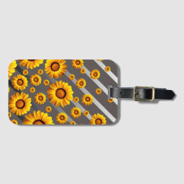 Snygg gula blommor på grått, silver rand bagagebricka