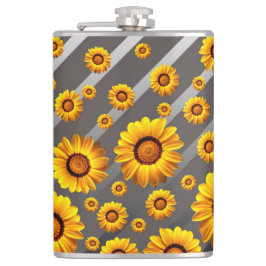 Snygg gula blommor på grått, silver rand fickplunta