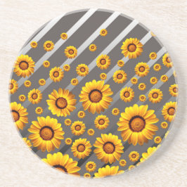 Snygg gula blommor på grått, silver rand underlägg