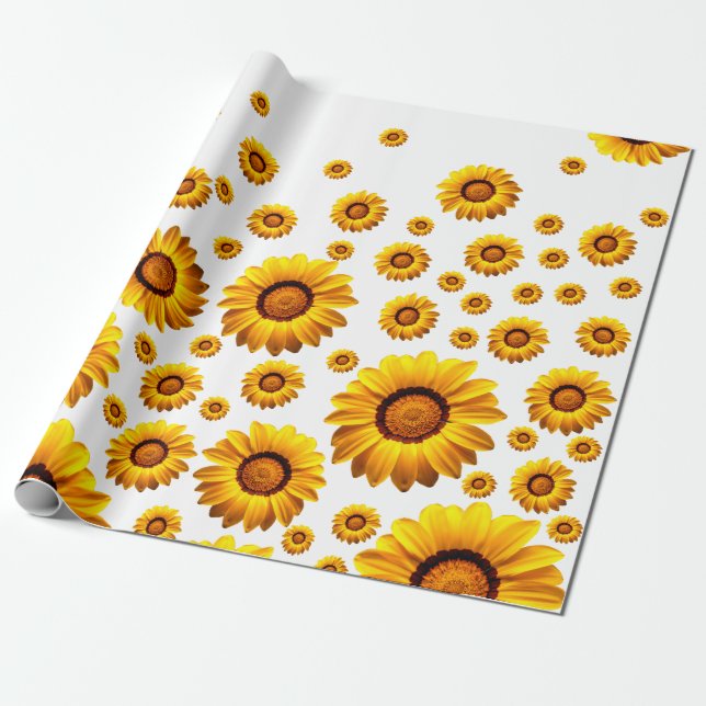 Snygg gula blommor presentpapper (Utrullad)