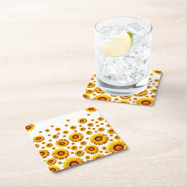 Snygg gula blommor underlägg papper kvadrat (Insitu)