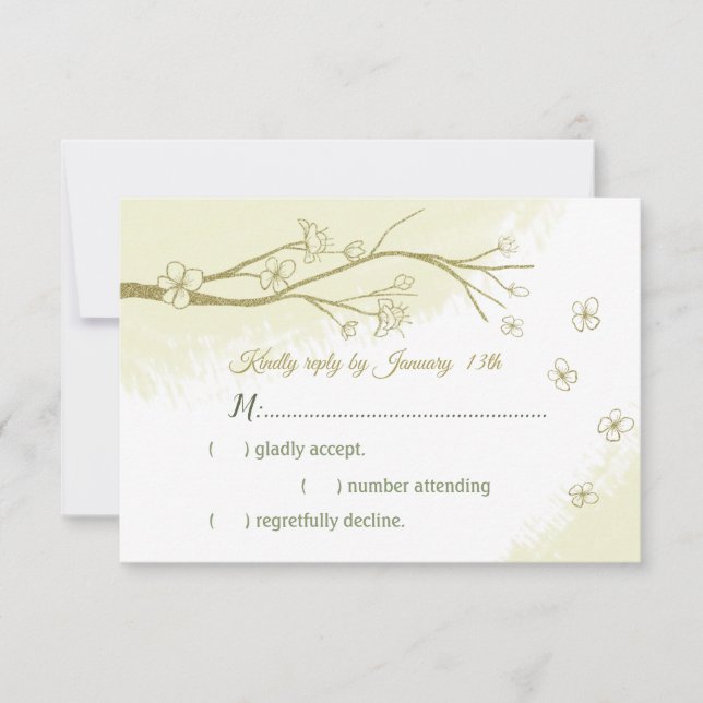 Snygg guld blommigt OSA kort (Framsida)