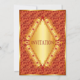 Snygg guld Diamond i orange inbjudan