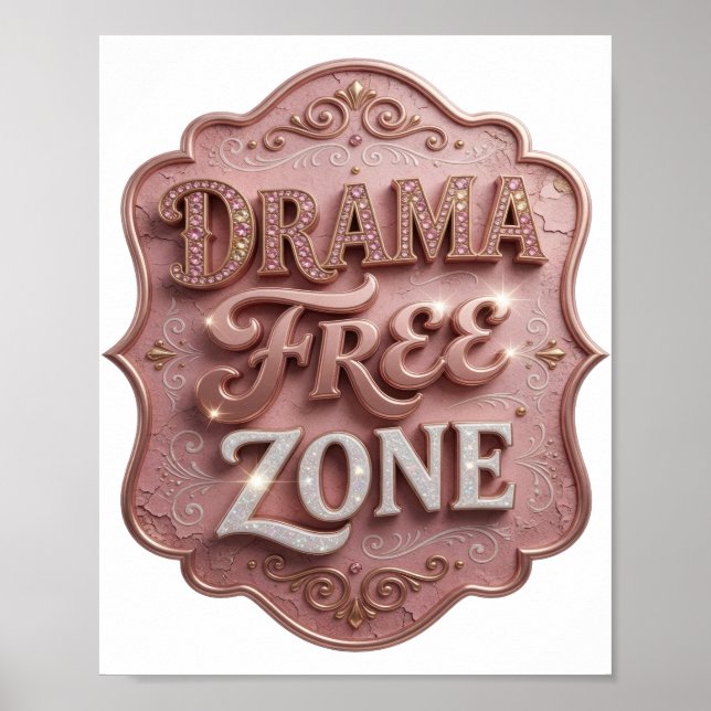 Snygg guld DRAMA FRITT ZON Poster (Framsidan)