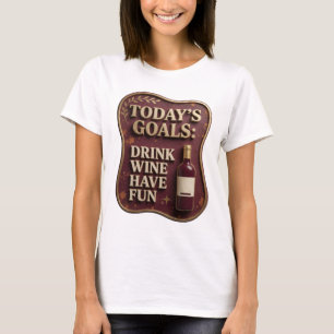 Snygg guld DRICK VIN HA KUL Konstnärligt motiv T Shirt