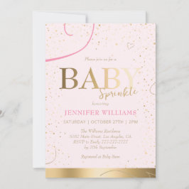Snygg Guld Girl Baby Sprinkle Shower Inbjudningar