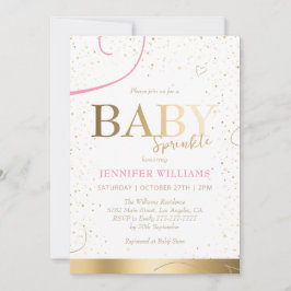 Snygg Guld Girl Baby Sprinkle Shower Inbjudningar