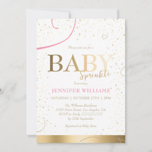 Snygg Guld Girl Baby Sprinkle Shower Inbjudningar